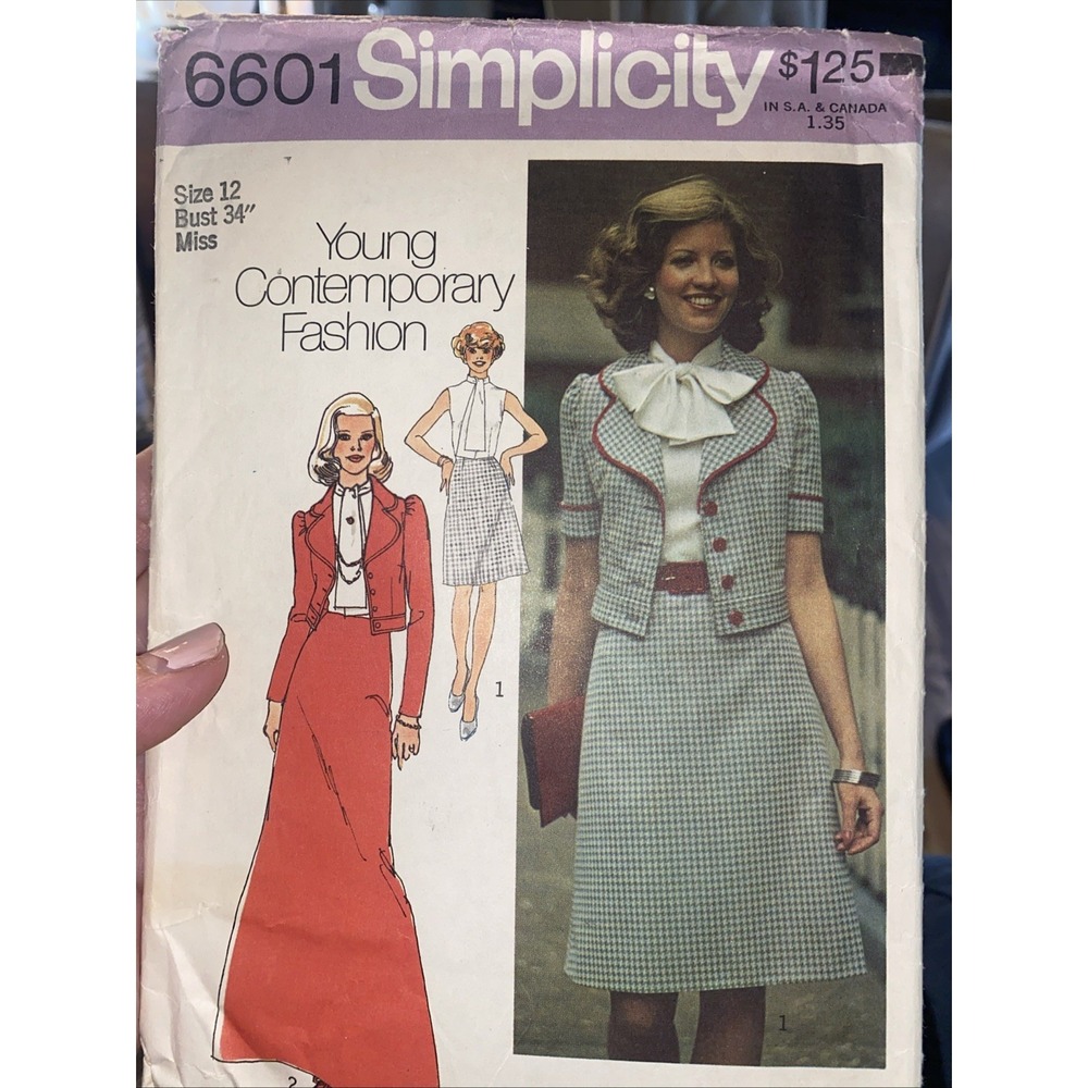 Vintage Simplicity Jacket Dress Pattern 6601 Size 12 Bust 34” Cut Complete